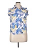 Joy Joy 100% Viscose Print Blue Sleeveless Button-Down Shirt Size XL - photo 1