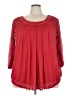 Always Indigo 100% Polyester Red 3/4 Sleeve Blouse Size 3X - photo 1