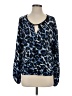 Cache 100% Polyester Animal Print Blue Long Sleeve Blouse Size S - photo 1
