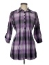 Apt. 9 Plaid Purple 3/4 Sleeve Button-Down Shirt Size L - photo 1