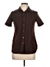 Machine 100% Polyester Brown Short Sleeve Blouse Size 10 - photo 1