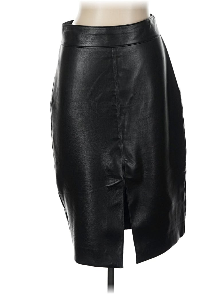 Pre-owned Babaton Faux Leather Skirt In Black