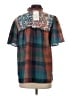 Layers Clothing Color Block Teal Short Sleeve Blouse Size S - photo 2