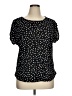 Vintage Rose Polka Dots Black Short Sleeve Blouse Size XL - photo 1