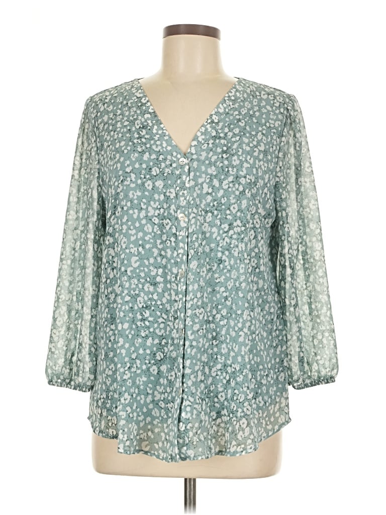Pre-owned West Kei 3/4 Sleeve Blouse In Blue