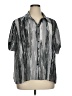 Avenue 100% Polyester Stripes Silver Short Sleeve Blouse Size 14 - 16 Plus - photo 1
