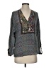 Tolani 100% Silk Gray 3/4 Sleeve Silk Top Size S - photo 1