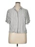 C established 1946 100% Rayon Stripes Silver Short Sleeve Blouse Size XL - photo 1