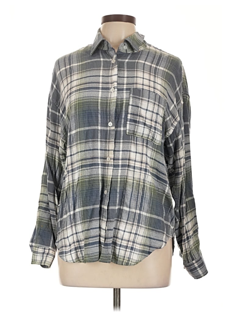 Pre-owned Z Supply Long Sleeve Button Down Shirt In Gray