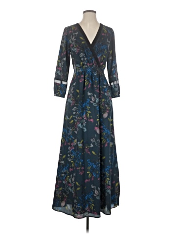 knee length dresses for ladies Veronica Beard Akara Silk Maxi Dress | Black Multi