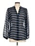 Zoe & Sam Stripes Gray 3/4 Sleeve Blouse Size M - photo 1