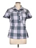 Houdini 100% Polyester Checkered-gingham Gray Short Sleeve Blouse Size L - photo 1