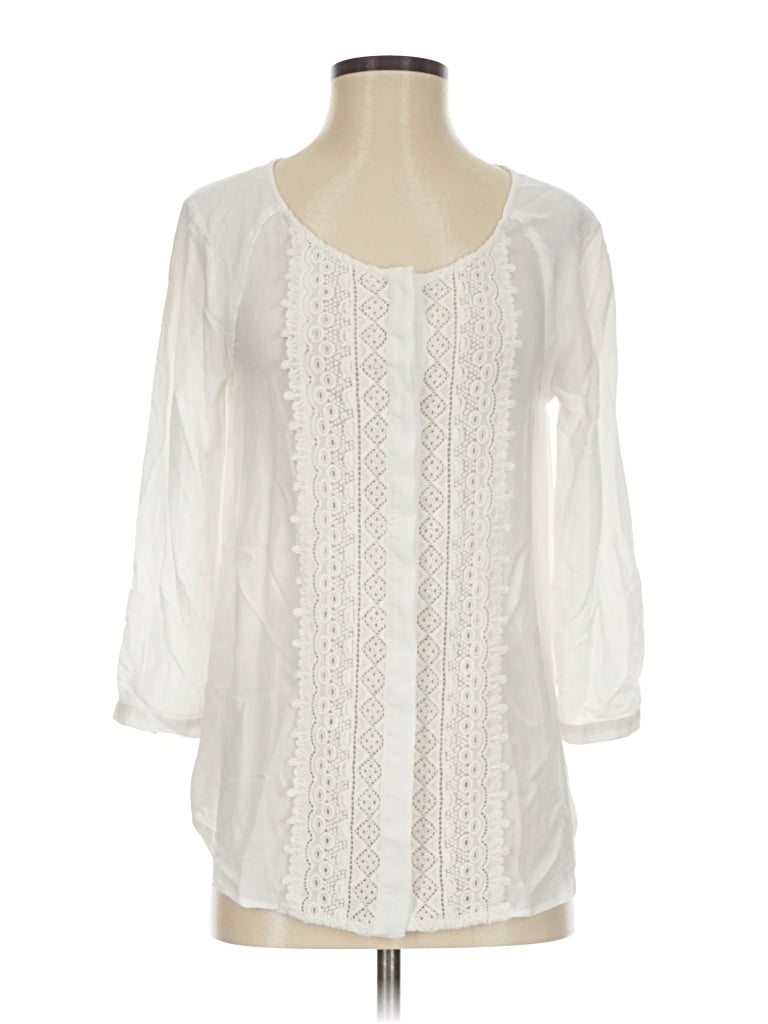 Pre-owned Maeve 3/4 Sleeve Blouse In White