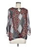 AGB 100% Polyester Argyle Gray Long Sleeve Blouse Size M - photo 1