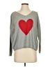 Six/Fifty 100% Cotton Hearts Gray Pullover Sweater Size S - photo 1