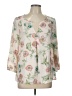 Kaari Blue 100% Polyester Ivory 3/4 Sleeve Blouse Size L - photo 1