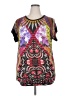 Just Cavalli Black Short Sleeve Blouse Size L - photo 1
