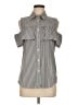 Calvin Klein Stripes Gray Sleeveless Button-Down Shirt Size M (estimated) - photo 1