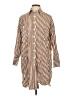 Wray 100% Cotton Stripes Brown 3/4 Sleeve Button-Down Shirt Size S - photo 1