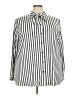 Koret Stripes White Silver Long Sleeve Blouse Size 3X - photo 1