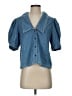 FRAME Blue 3/4 Sleeve Button-Down Shirt Size S - photo 1