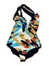 Caffe Print Blue One Piece Swimsuit Size L - photo 1