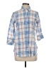 Boho Chic Plaid Blue 3/4 Sleeve Button-Down Shirt Size S - photo 1