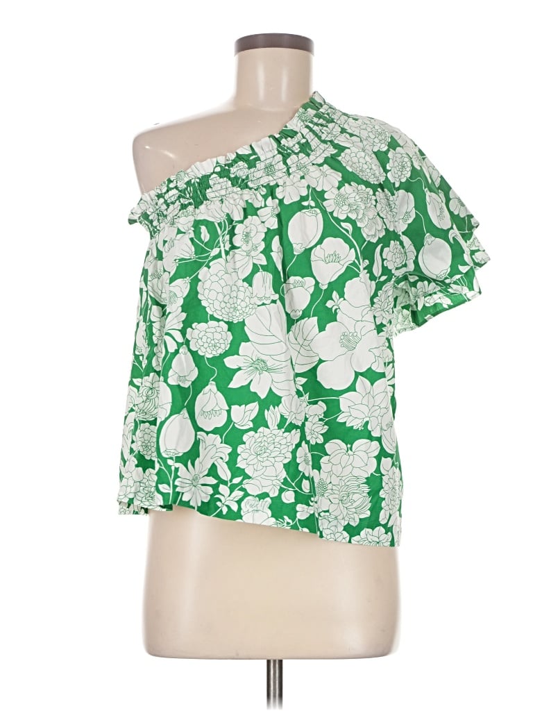 Pre-owned Jcrew Short Sleeve Blouse In Green
