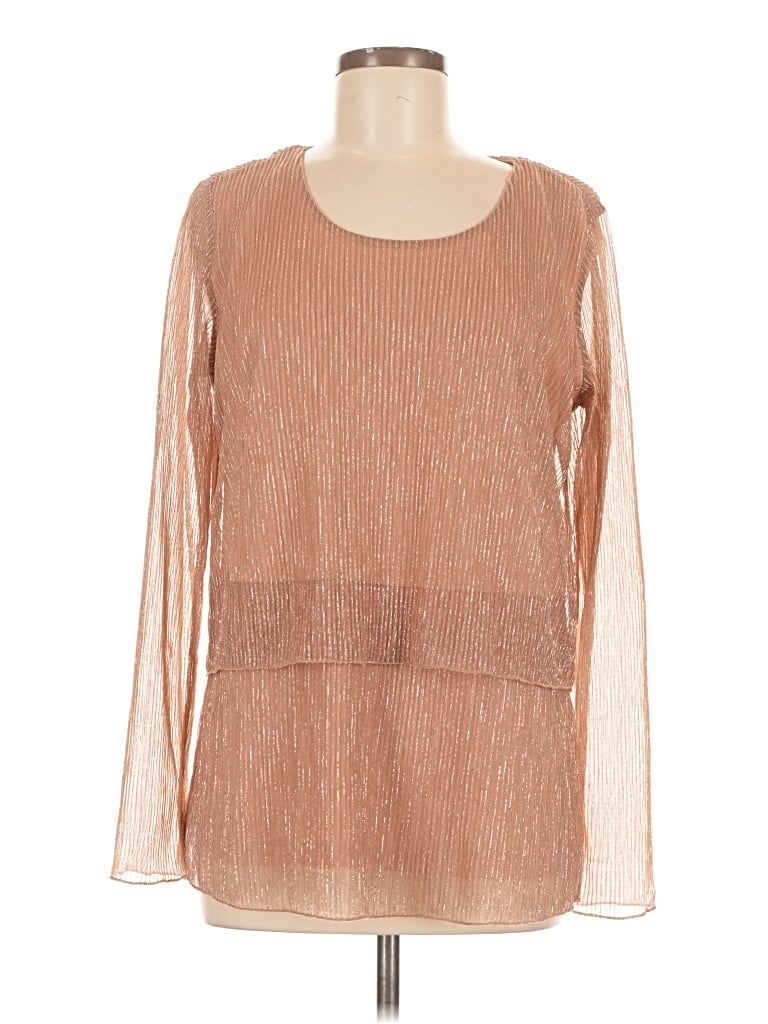 Pre-owned Joan Rivers Long Sleeve Blouse In Brown