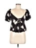 Volcom 100% Viscose Rayon Black Short Sleeve Blouse Size 8 - photo 1