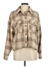 New In 100% Polyester Plaid Tan Long Sleeve Blouse Size M - photo 1
