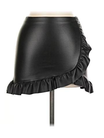 Aqua Faux Leather Skirt (view 1)