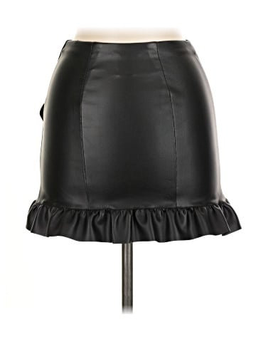 Aqua Faux Leather Skirt (view 2)
