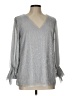 CeCe Metallic Silver 3/4 Sleeve Blouse Size L - photo 1