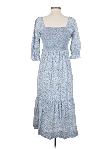Madewell Lucie Elbow-Sleeve Smocked Midi Dress in Sunflower Field (view 2)