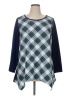 Karen Brooks Argyle Blue 3/4 Sleeve Top Size 1X - photo 1