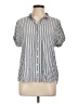 Downeast 100% Viscose Stripes Silver Short Sleeve Blouse Size L - photo 1