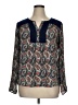 Black Rainn Paisley Blue Long Sleeve Blouse Size XL - photo 1
