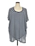 Roaman's Stripes Blue Short Sleeve T-Shirt Size 4X (34/36) - photo 1