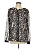 Ann Taylor LOFT 100% Polyester Animal Print Silver Long Sleeve Blouse Size L - photo 1