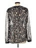 Ann Taylor LOFT 100% Polyester Animal Print Silver Long Sleeve Blouse Size L - photo 2
