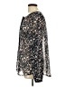 Ann Taylor LOFT 100% Polyester Animal Print Silver Long Sleeve Blouse Size L - photo 5