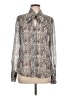 Paige 100% Silk Animal Print Silver Long Sleeve Silk Top Size L - photo 1