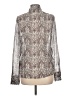 Paige 100% Silk Animal Print Silver Long Sleeve Silk Top Size L - photo 2