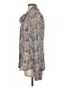 Paige 100% Silk Animal Print Silver Long Sleeve Silk Top Size L - photo 5
