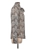 Paige 100% Silk Animal Print Silver Long Sleeve Silk Top Size L - photo 4