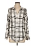 DAILYLOOK 100% Rayon Plaid Ivory Long Sleeve Blouse Size M - photo 1