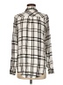 DAILYLOOK 100% Rayon Plaid Ivory Long Sleeve Blouse Size M - photo 2