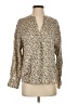 Vince. 100% Silk Animal Print Tan Long Sleeve Silk Top Size S - photo 1