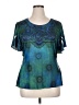 Appropriate Behavior 100% Polyester Teal Short Sleeve Blouse Size XL - photo 1